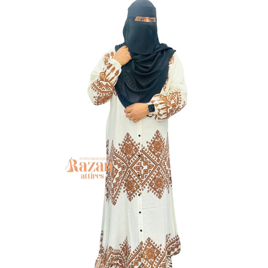 Modesty printed abaya